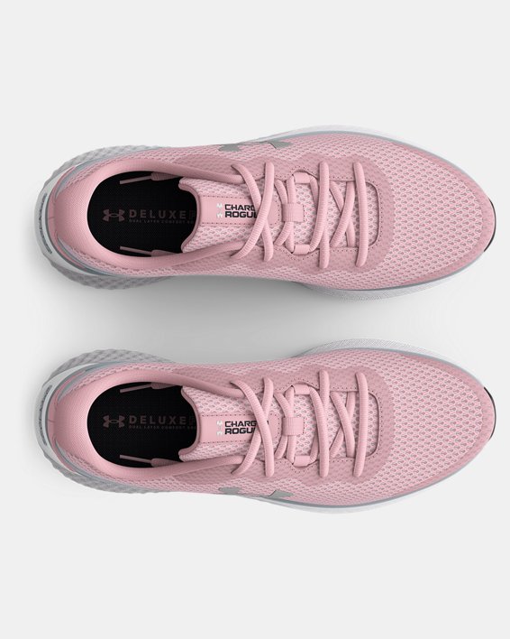 Women's UA Charged Rogue 3 Metallic Running Shoes, Pink, pdpMainDesktop image number 2